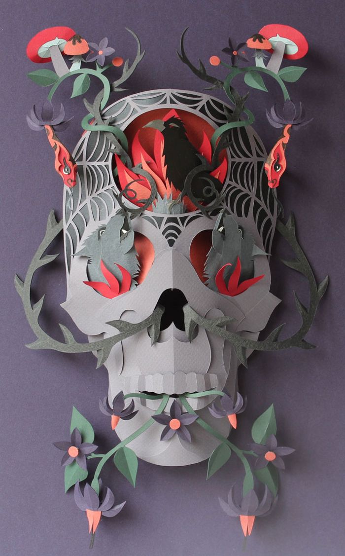 Paper skull, художник Хелен Масселвайт (Helen Musselwhite)